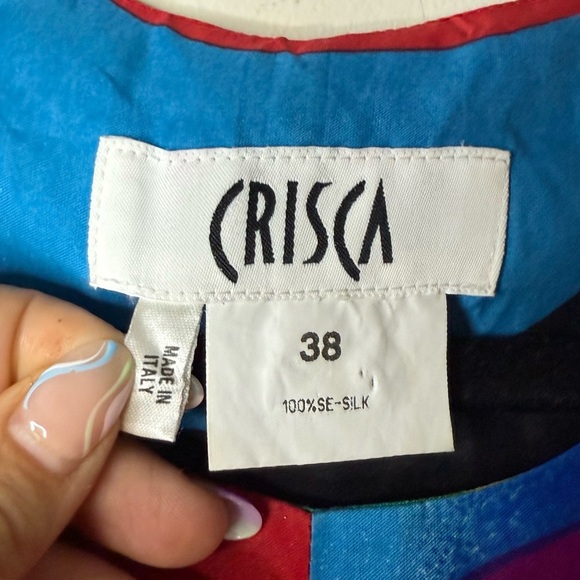 VTG CRISCA Artsy Contemporary Art to Wear Geometric 80s 90s Ruffle Mini Dress - Picture 4 of 10